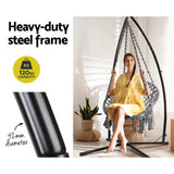 Gardeon Hammock Chair with Steel Stand Macrame Outdoor Swinging Grey - Top-Down View