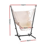 Gardeon Hammock Chair Outdoor Camping Hanging with Stand Cream - Front View