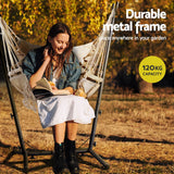 Gardeon Hammock Chair Outdoor Camping Hanging with Stand Cream - Top-Down View