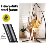 Gardeon Hammock Chair with Steel Stand Hanging Outdoor Tassel Cream - 45-Degree Angle