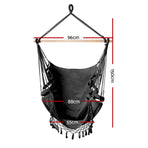 Gardeon Hanging Hammock Chair Outdoor Swing Hammocks Tassel Grey, image 2