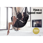 Gardeon Hanging Hammock Chair Outdoor Swing Hammocks Tassel Grey, image 4