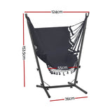 Gardeon Hammock Chair Outdoor Camping Hanging with Stand Grey - Front View