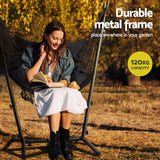 Gardeon Hammock Chair Outdoor Camping Hanging with Stand Grey - Top-Down View