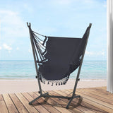 Gardeon Hammock Chair Outdoor Camping Hanging with Stand Grey - Close-Up Angle