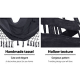 Gardeon Outdoor Hammock Chair with Stand Tassel Hanging Rope Hammocks Grey - Close-Up Angle