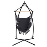 Gardeon Hammock Chair with Steel Stand Hanging Outdoor Tassel Grey - Side View
