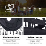 Gardeon Hammock Chair with Steel Stand Hanging Outdoor Tassel Grey - Top-Down View