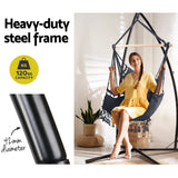 Gardeon Hammock Chair with Steel Stand Hanging Outdoor Tassel Grey - 45-Degree Angle