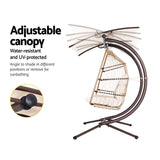 Gardeon Outdoor Egg Swing Chair Wicker Furniture Pod Stand Canopy 2 Seater Latte - 45-Degree Angle