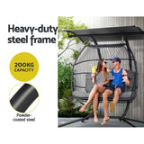 Gardeon Outdoor Egg Swing Chair Wicker Furniture Pod Stand Canopy 2 Seater Grey - Top-Down View