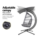 Gardeon Outdoor Egg Swing Chair Wicker Furniture Pod Stand Canopy 2 Seater Grey - 45-Degree Angle