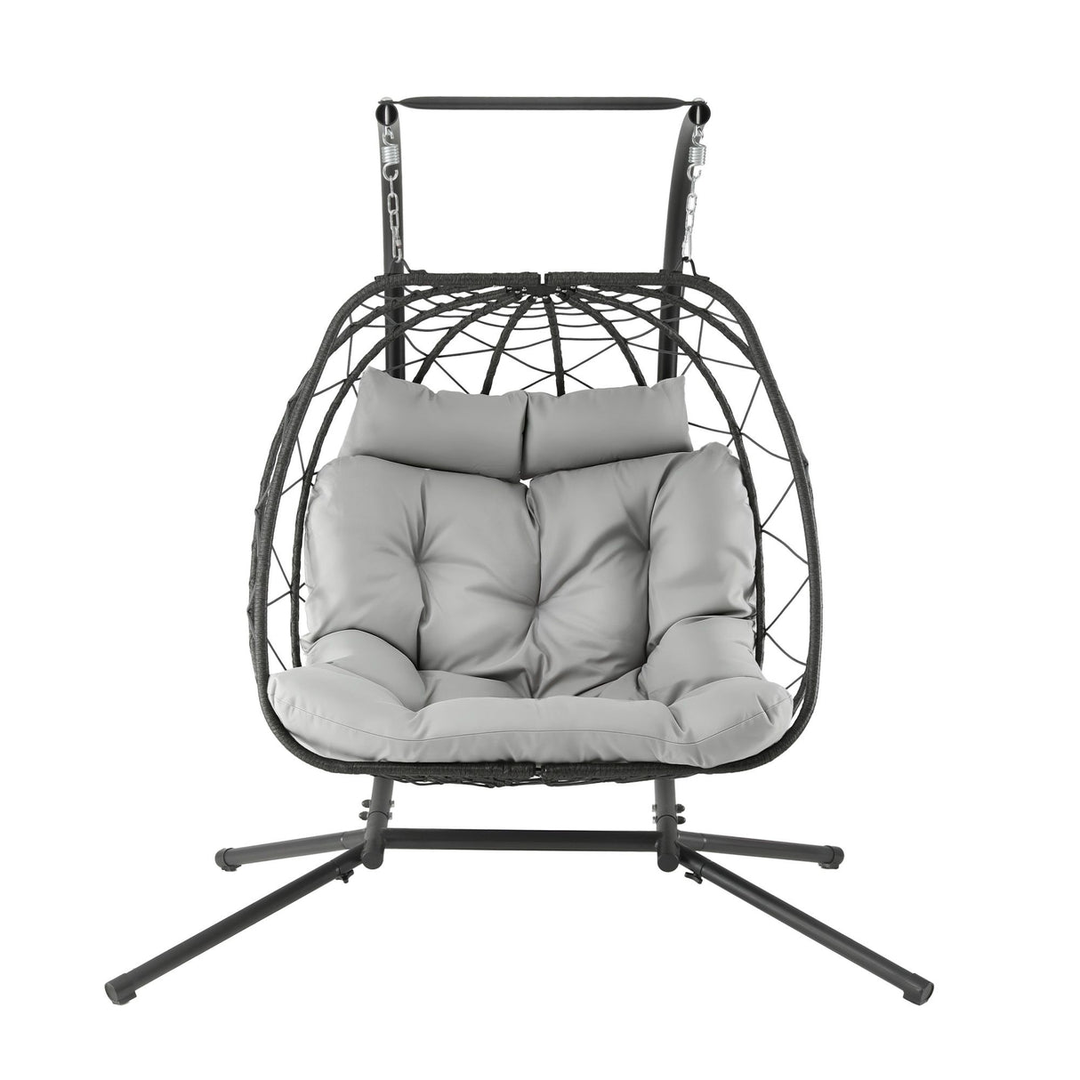 Gardeon Outdoor Swing Chair 2 Seater with Stand Cushion Rattan Patio Furniture