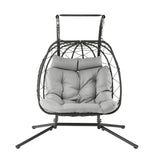 Gardeon Outdoor Swing Chair 2 Seater with Stand Cushion Rattan Patio Furniture - Side View