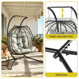Gardeon Outdoor Swing Chair 2 Seater with Stand Cushion Rattan Patio Furniture - Top-Down View