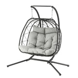 Gardeon Outdoor Swing Chair 2 Seater with Stand Cushion Rattan Patio Furniture - Extra Image