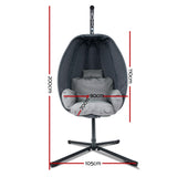 Gardeon Outdoor Egg Swing Chair Patio Furniture Pod Stand Canopy Foldable Grey - Front View