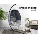 Gardeon Outdoor Egg Swing Chair Patio Furniture Pod Stand Canopy Foldable Grey - Side View