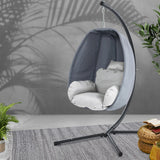 Gardeon Outdoor Egg Swing Chair Patio Furniture Pod Stand Canopy Foldable Grey - Close-Up Angle