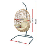 Gardeon Outdoor Egg Swing Chair Wicker Rattan Furniture Pod Stand Cushion Yellow - Front View