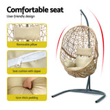 Gardeon Outdoor Egg Swing Chair Wicker Rattan Furniture Pod Stand Cushion Yellow - 45-Degree Angle