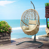Gardeon Outdoor Egg Swing Chair Wicker Rattan Furniture Pod Stand Cushion Yellow - Low Angle
