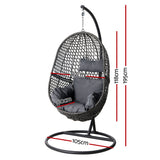 Gardeon Outdoor Egg Swing Chair Wicker Rattan Furniture Pod Stand Cushion Black - Front View