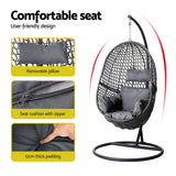 Gardeon Outdoor Egg Swing Chair Wicker Rattan Furniture Pod Stand Cushion Black - Top-Down View