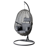 Gardeon Outdoor Egg Swing Chair Wicker Rattan Furniture Pod Stand Cushion Black - Close-Up Angle