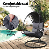 Gardeon Outdoor Egg Swing Chair Wicker Furniture Pod Stand Armrest Black - 45-Degree Angle
