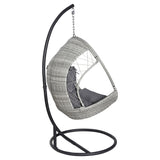 Gardeon Outdoor Egg Swing Chair Wicker Furniture Pod Stand Armrest Light Grey - Side View