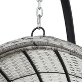 Gardeon Outdoor Egg Swing Chair Wicker Furniture Pod Stand Armrest Light Grey - Top-Down View