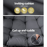 Gardeon Outdoor Egg Swing Chair Wicker Rattan Furniture Pod Stand Cushion Grey - 45-Degree Angle