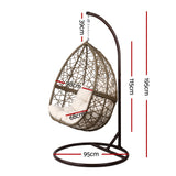 Gardeon Outdoor Egg Swing Chair Wicker Rattan Furniture Pod Stand Cushion Latte - Front View