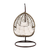 Gardeon Outdoor Egg Swing Chair Wicker Rattan Furniture Pod Stand Cushion Latte - Side View