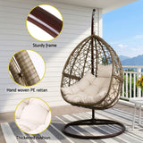 Gardeon Outdoor Egg Swing Chair Wicker Rattan Furniture Pod Stand Cushion Latte - 45-Degree Angle
