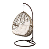 Gardeon Outdoor Egg Swing Chair Wicker Rattan Furniture Pod Stand Cushion Latte - Close-Up Angle