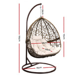 Gardeon Outdoor Egg Swing Chair Wicker Rattan Furniture Pod Stand Cushion Latte - Front View