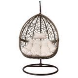 Gardeon Outdoor Egg Swing Chair Wicker Rattan Furniture Pod Stand Cushion Latte - Side View