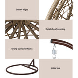 Gardeon Outdoor Egg Swing Chair Wicker Rattan Furniture Pod Stand Cushion Latte - Rear View