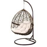 Gardeon Outdoor Egg Swing Chair Wicker Rattan Furniture Pod Stand Cushion Latte - Low Angle