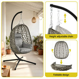Gardeon Outdoor Swing Chair with Stand Cushion Rattan Furniture Grey - Top-Down View