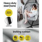 Gardeon Outdoor Egg Swing Chair Wicker Rope Furniture Pod Stand Cushion Grey - Top-Down View