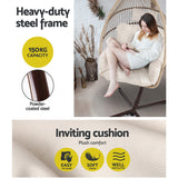 Gardeon Outdoor Egg Swing Chair Hanging Chair Wicker Rope Pod Stand Cushion Latte - Top-Down View