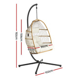Gardeon Foldable Outdoor Swing Chair with Stand Cushion Rattan Patio Furniture