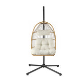 Gardeon Foldable Outdoor Swing Chair with Stand Cushion Rattan Patio Furniture - Side View