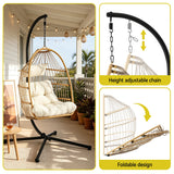 Gardeon Foldable Outdoor Swing Chair with Stand Cushion Rattan Patio Furniture - Top-Down View