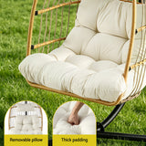 Gardeon Foldable Outdoor Swing Chair with Stand Cushion Rattan Patio Furniture - 45-Degree Angle