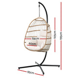 Gardeon Outdoor Egg Swing Chair Wicker Rope Furniture Pod Stand Foldable Yellow - Front View