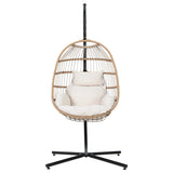 Gardeon Outdoor Egg Swing Chair Wicker Rope Furniture Pod Stand Foldable Yellow - Side View